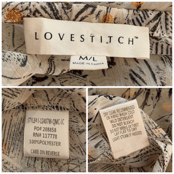 Lovestitch Foil Shirred Neck Blouse M/L - Picture 6 of 6